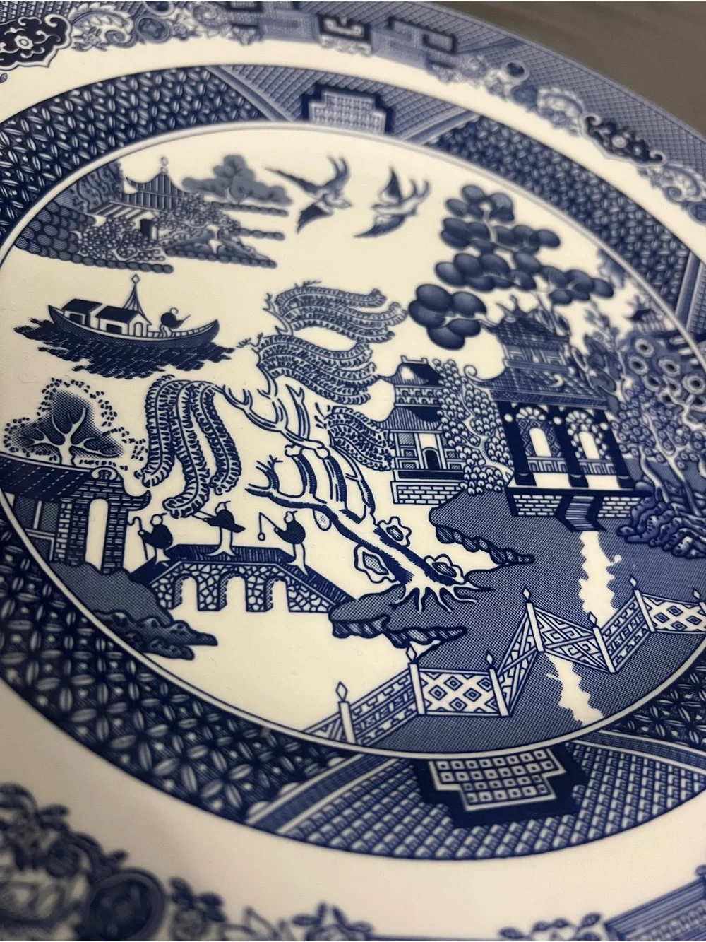 Johnson Bros Set Of 3 Blue Willow Dinner Plates 10.5” Chinese Love Story DS/MS